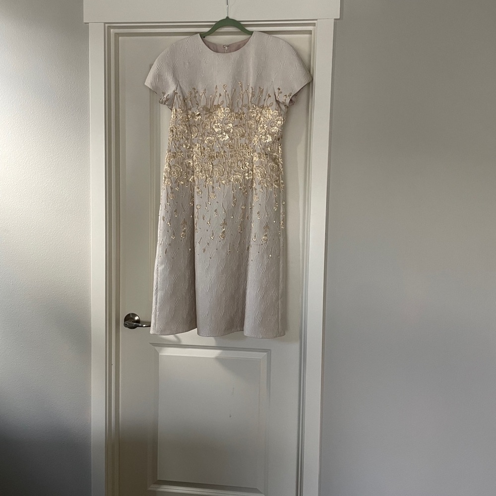 Teri Jon Cream Textured Dress